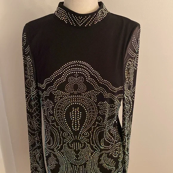 Fashion Nova 1XL black long dress with silver beads - Picture 2 of 13